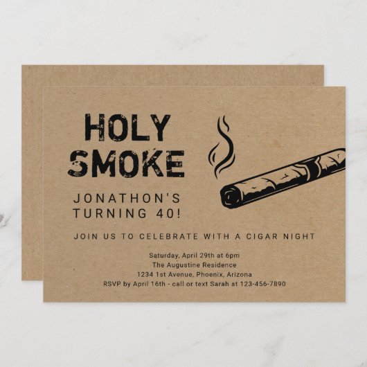 ホーリースモークシガーナイト誕生日退職パーティー 招待状 (正面/裏面)