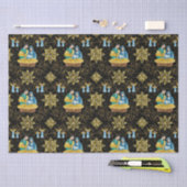 ホーリーナイト出生ゴールデンスノーフレークスパターン 薄葉紙 (クラフト)