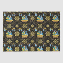 ホーリーナイト出生ゴールデンスノーフレークスパターン 薄葉紙