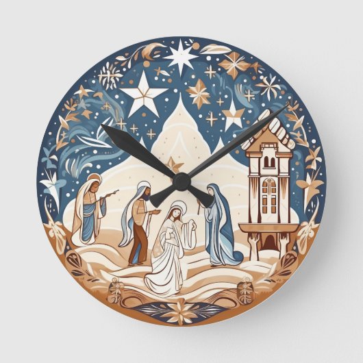 ホーリーナイト – 出生シーン ラウンド壁時計 (正面)
