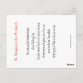 ホーリーパトリアーチベンジャミン祈りの言葉カード ポストカード (裏面)
