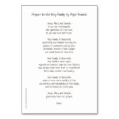 ホーリーファミリー祈りの言葉カード テーブルナンバー (裏面)