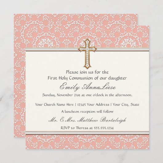 ホーリーファースト金ゴールドゴールデンクロスレースガール 招待状 (正面/裏面)