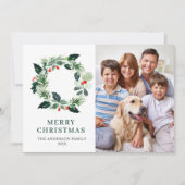 ホーリーベリーのリースのクリスマスグリーティング写真 シーズンカード (正面)