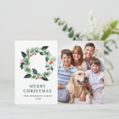 ホーリーベリーのリースのクリスマスグリーティング写真 シーズンカード (スタンド正面)