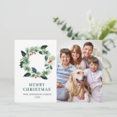 ホーリーベリーのリースのクリスマスグリーティング3枚の写真 シーズンカード (スタンド正面)