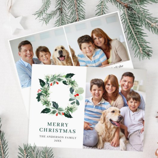 ホーリーベリーのリースのクリスマスグリーティング3枚の写真 シーズンカード