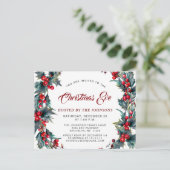 ホーリーベリーのリース 水彩クリスマスイブパーティー ポストカード (スタンド正面)
