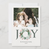 ホーリーベリーの松の木のクリスマスリースの写真 シーズンカード (正面)