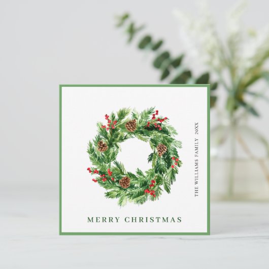 ホーリーベリー松ぼっくりクリスマスリース シーズンカード (スタンド正面)