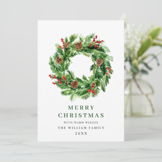 ホーリーベリー松ぼっくりクリスマスリース シーズンカード (スタンド正面)