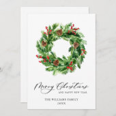 ホーリーベリー松ぼっくりクリスマスリース シーズンカード (正面/裏面)