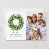 ホーリーベリー松ぼっくりクリスマスリース 3枚の写真 シーズンカード (正面)