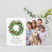 ホーリーベリー松ぼっくりクリスマスリース 4枚の写真 シーズンカード (スタンド正面)