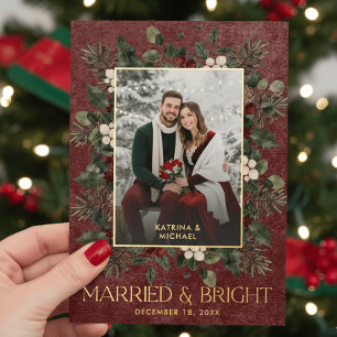 ホーリーベリー ワイン 結婚 ブライト クリスマス フォト 箔シーズンカード