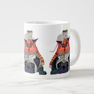 ホーリーマウスの猫のパグ ジャンボコーヒーマグカップ