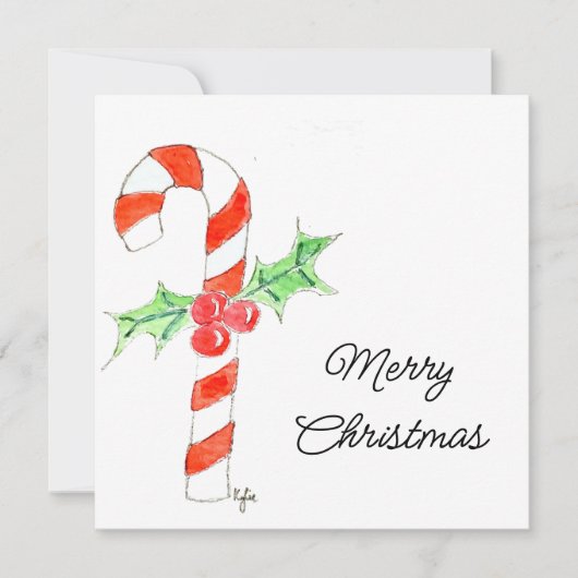 ホーリー付きのキャンディケイン シーズンカード (正面)