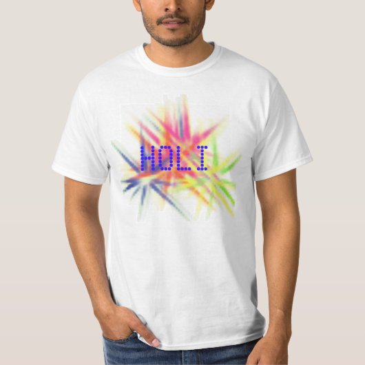 ホーリー祭おめでとう、色彩の祭典、ホーリーハイ Tシャツ (正面)