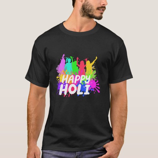 ホーリー祭り インドの色の祭り ヒンズー教 男性 女性 Tシャツ (正面)
