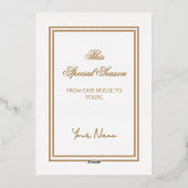 ホーリー＆アイビー ホワイト＆ゴールド クリスマスカード 箔招待状 (裏面)