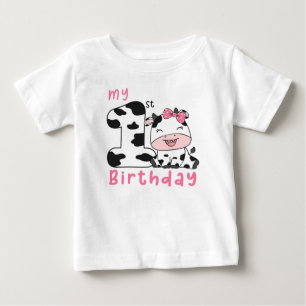 ホーリー・カウ・ガール 1歳の誕生日パーティー ベビーTシャツ
