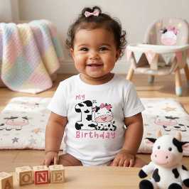ホーリー・カウ・ガール 1歳の誕生日パーティー ベビーTシャツ