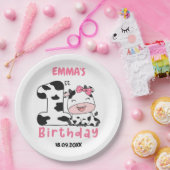 ホーリー・カウ・ガール 1歳の誕生日パーティー ペーパープレート (パーティー)