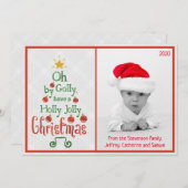 ホーリー ジョリー クリスマス | 現代的な写真 ホリデー カード (正面/裏面)