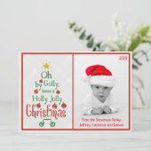 ホーリー ジョリー クリスマス | 現代的な写真 ホリデー カード (スタンド正面)