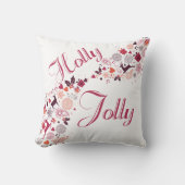 ホーリー・ジョリー・ファン・レッド・スノー 追加 名前 クリスマス クッション (正面)