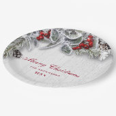 ホーリー パイン ブランチ ラスティック ホリデー クリスマス パーティー ペーパープレート (アングル)