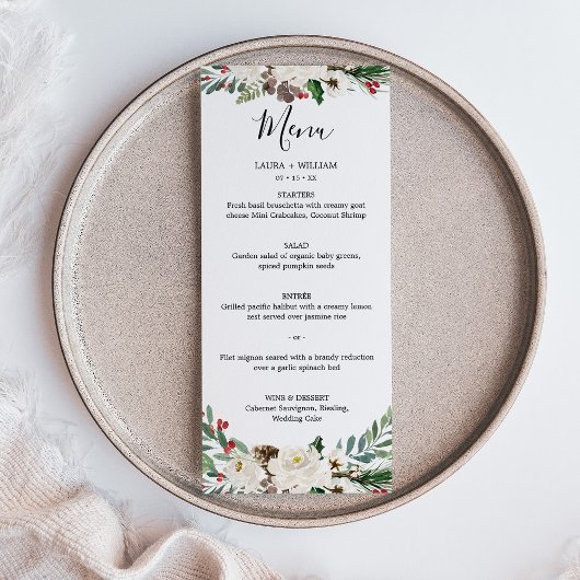 ホーリー ベリーと花のウェディング クリスマス ディナー メニュー