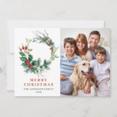 ホーリー・ベリーのリースを使ったクリスマスの挨拶写真 シーズンカード (正面)