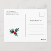 ホーリー・ベリーのリース・ウォータカラー・クリスマス・イブ・パーティー ポストカード (裏面)