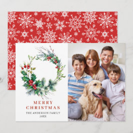 ホーリー・ベリーのリース　クリスマスの挨拶　写真 シーズンカード