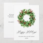 ホーリー ベリー 松ぼっくり クリスマス リース 法人 (正面/裏面)