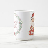 ホーリー・メリークリスマスリース＆キュートサンタの両面プリント コーヒーマグカップ (中央)