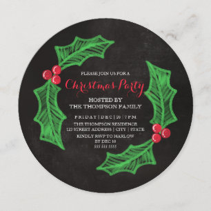 ホーリー・リースのブラックボードクリスマスパーティー 招待状