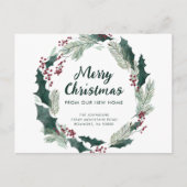ホーリー・リース クリスマスおめでとう 新しい家から 案内ポストカード (正面)
