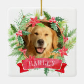 ホーリー wreath 犬の写真 セラミックオーナメント (裏面)