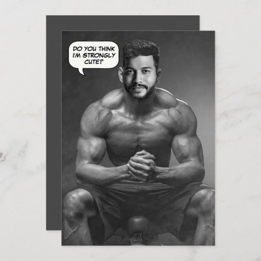 ホールおもしろい体カスタムビルダーフォトの顔 招待状 (正面/裏面)