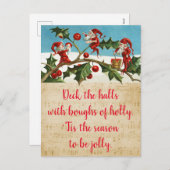 ホールに柊の枝を飾る シーズンポストカード (正面/裏面)