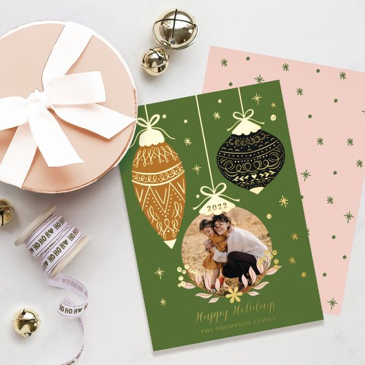 ホールの写真エレガントぶら下がったオーナメント 箔シーズンカード