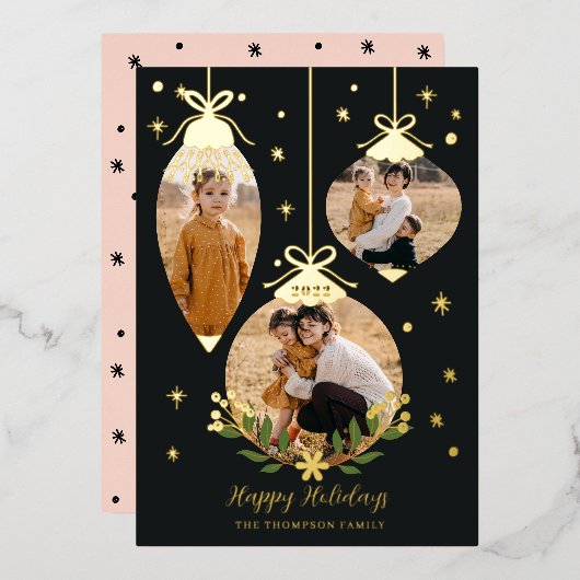 ホールの写真エレガントぶら下がったオーナメント 箔シーズンカード (正面/裏面)