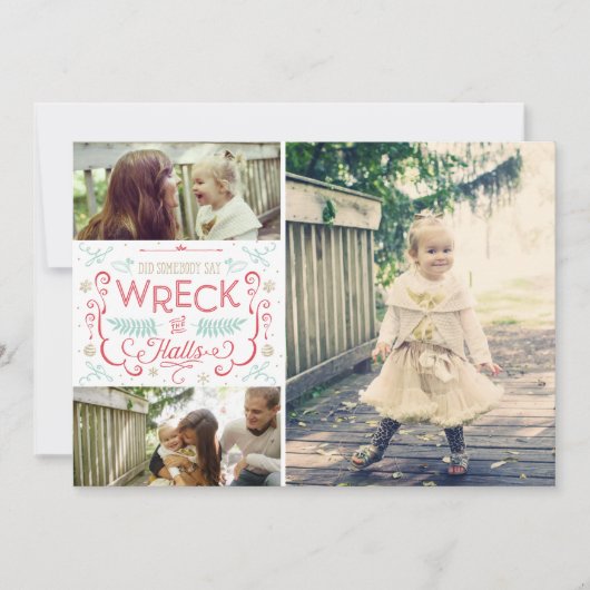 ホールを壊す – 家族のおもしろいクリスマスカード シーズンカード (正面)