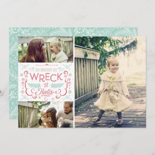 ホールを壊す – 家族のおもしろいクリスマスカード シーズンカード (正面/裏面)