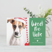 ホールを壊す 編集可能な色 ペット ホリデー カード (スタンド正面)