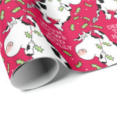 ホールを牛とホリー（赤）ボイントンで飾る ラッピングペーパー (ロールコーナー)