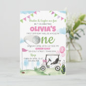 ホールインゴルフピンクガール1st誕生日招待状 招待状 (スタンド正面)