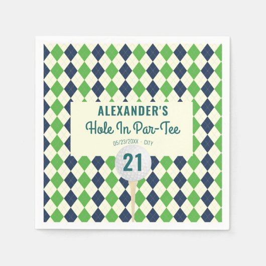 ホールインパラティーエイジゴルフマスター誕生日 スタンダードカクテルナプキン (正面)